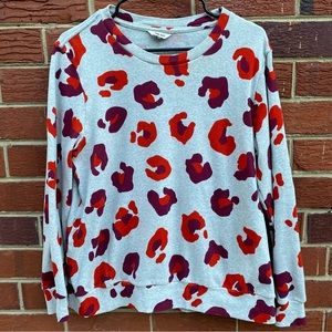 The kit animal leopard print long sleeve crew neck woman’s top size XL